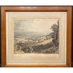 Gravure colorée du XIX°; Meulan