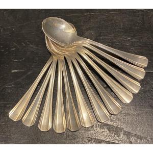 12 Small Silver-plated Metal Spoons, Christofle