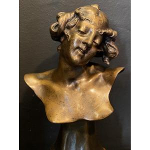 buste en bronze, art nouveau