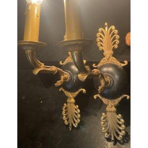 Pair Of Empire-style Wall Sconces With One Light Arm