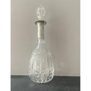 Large Crystal Carafe With A Silver Spout