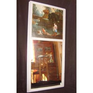 18th-century Gray-lacquered Trumeau