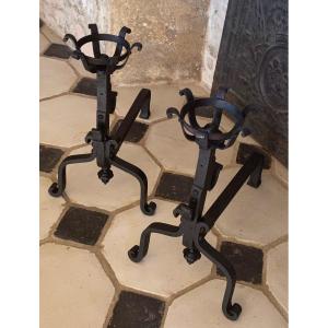 Pair Of Wrought Iron Landiers