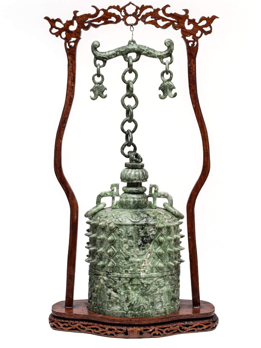 Chinese Ritual Bell In Carved Jade