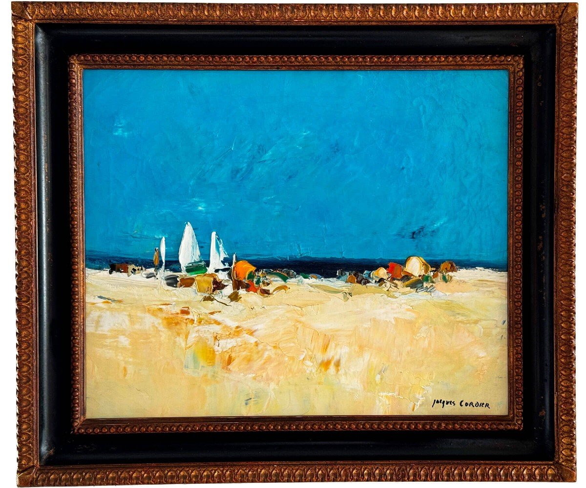 Les 3 Voiliers (1967) - Painting By Jacques Cordier (1937 - 1975)