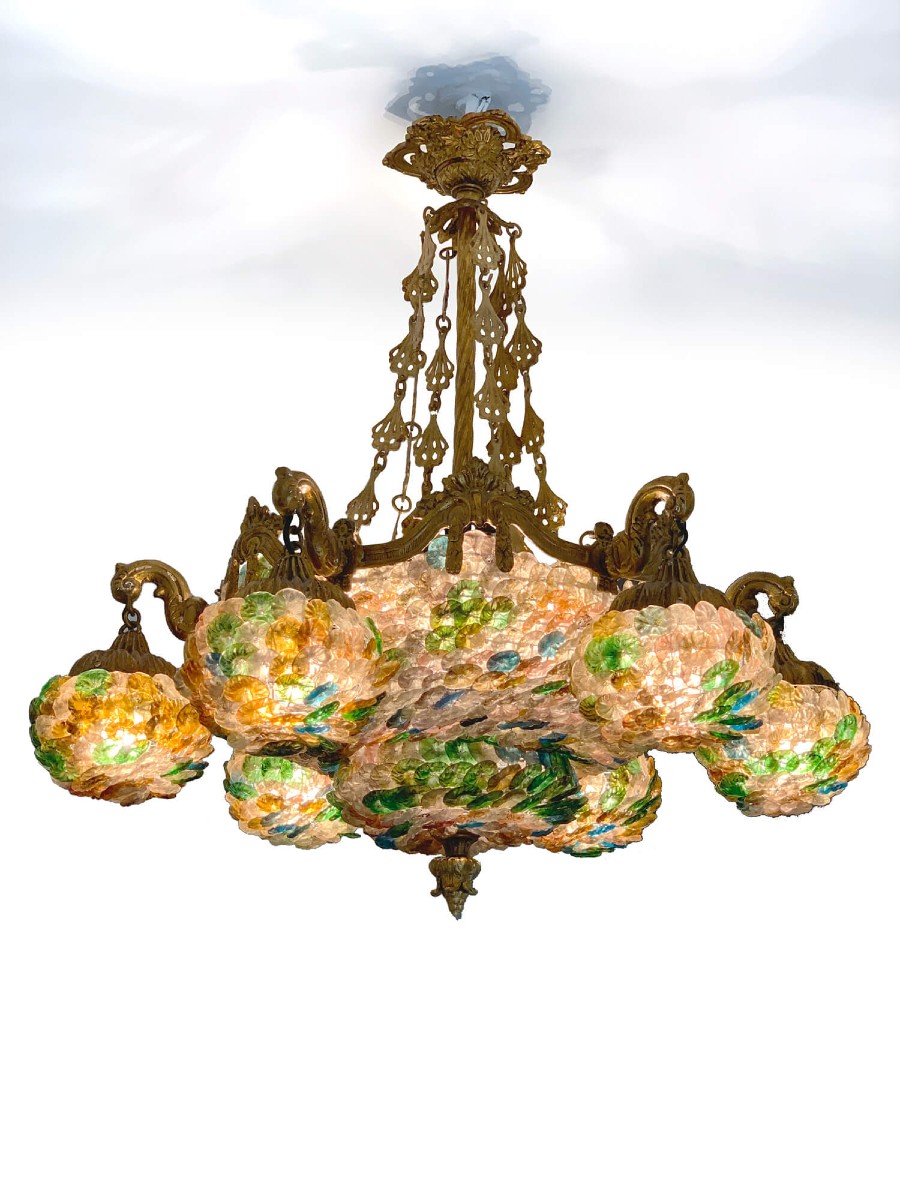 Art Nouveau Chandelier - Murano - Circa 1905-photo-2