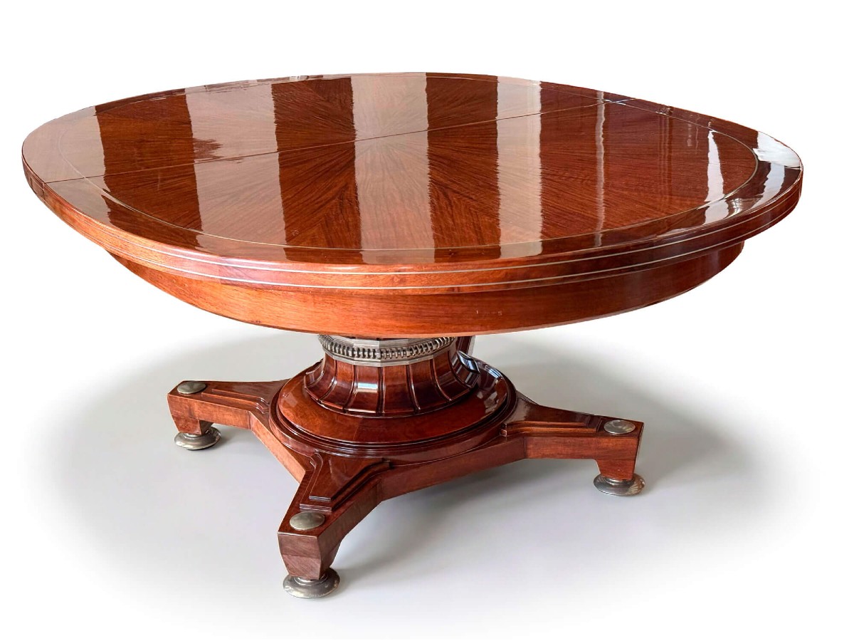 Grande table de salle à manger Art Déco à rallonges avec fauteuils, vers 1930-photo-3