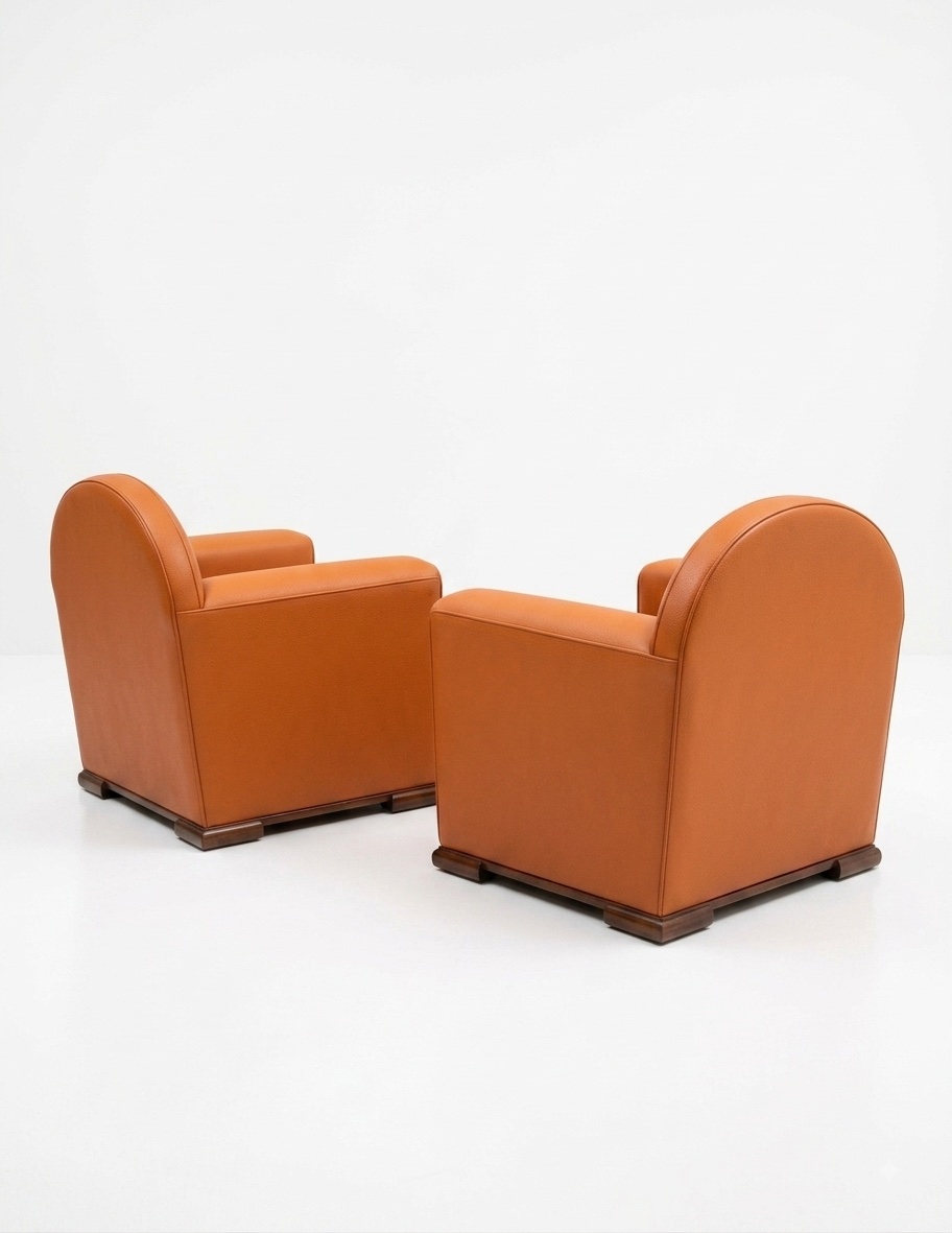 Paire de fauteuils Club Art déco en cuir – Vers 1930-photo-2