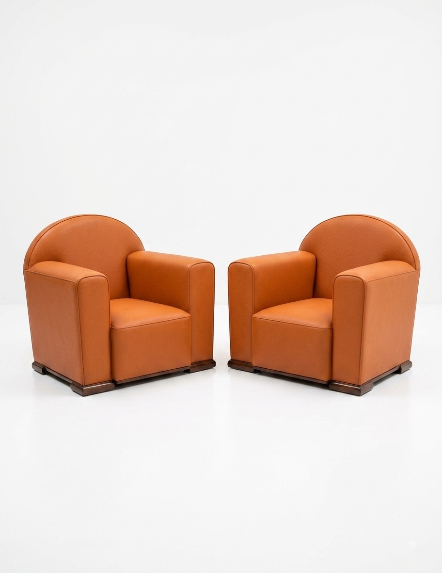 Paire de fauteuils Club Art déco en cuir – Vers 1930