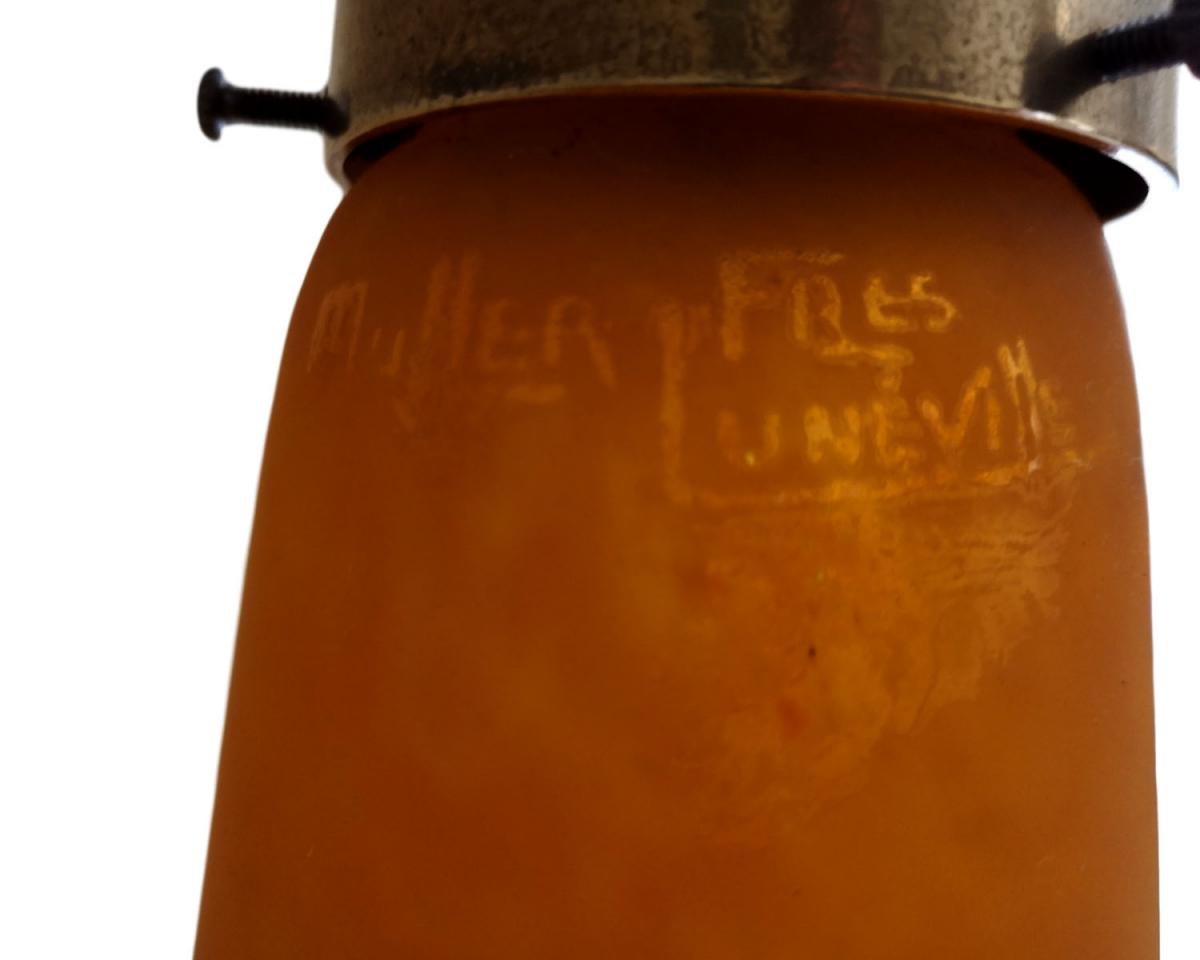 Paire De Lampe Col De Cygne Sur Pied Art Nouveau - Verres Muller Frères Lunéville-photo-2