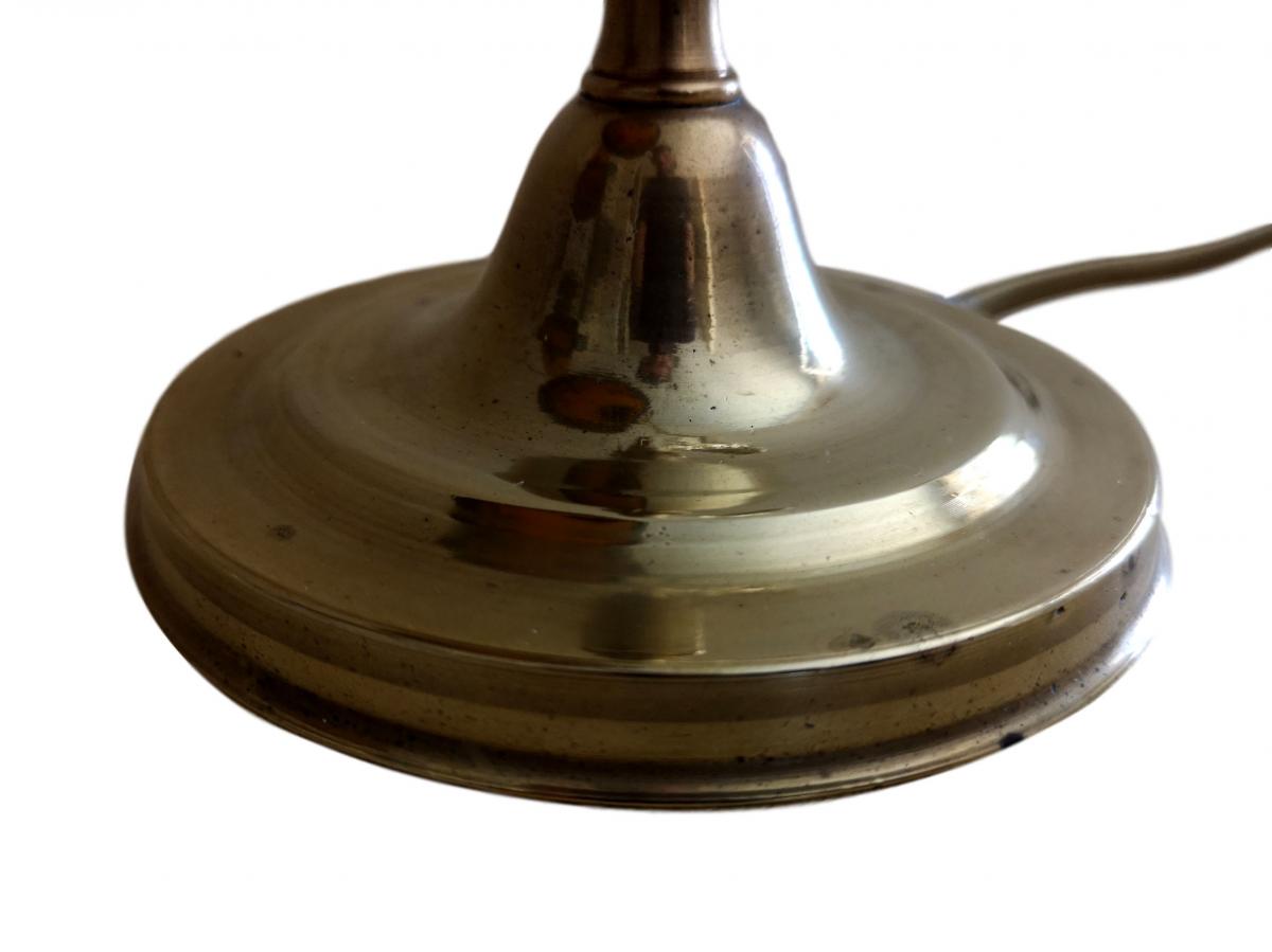 Paire De Lampe Col De Cygne Sur Pied Art Nouveau - Verres Muller Frères Lunéville-photo-4