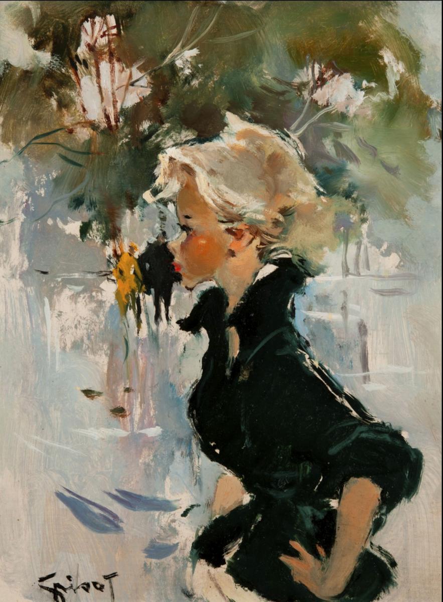 Tableau De Pierre Grisot (1911-1995)- Jeune Femme De Profil