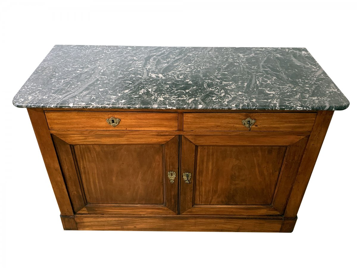 Mahogany Restoration Style Buffet With Black Marble-photo-2