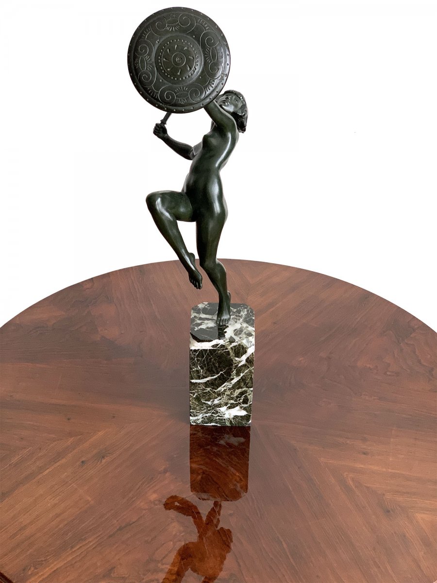 Bronze Art Deco By Pierre Le Fagays (1892-1962) - Woman With Glaive-photo-3