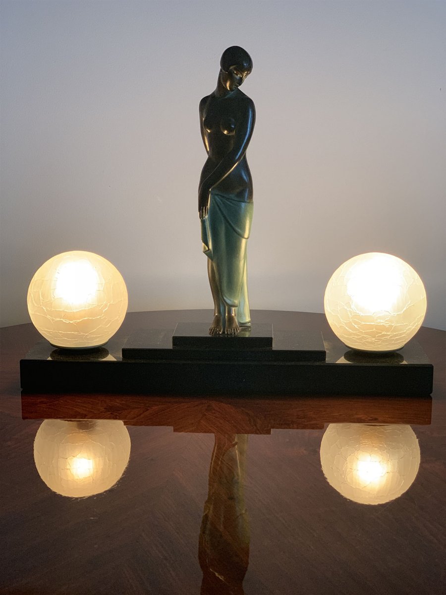 Lampe Art Deco - Ondine Lumineuse - Max Le Verrier - Signée Fayral | Le Fagays(1892-1962)-photo-2