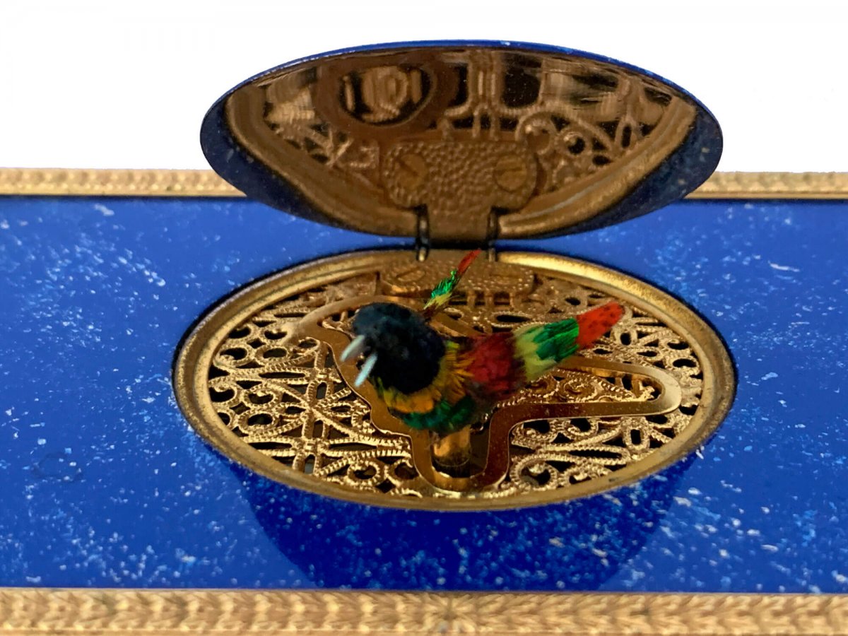 Singing Mechanical Bird - Music Box Lapis Lazuli - Reuge-photo-4