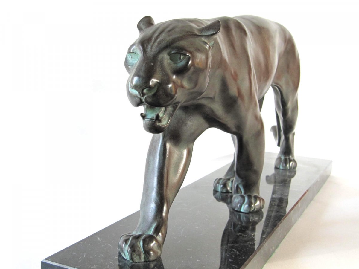 Baghera Panther - Art Deco Sculpture By Max Le Verrier-photo-2