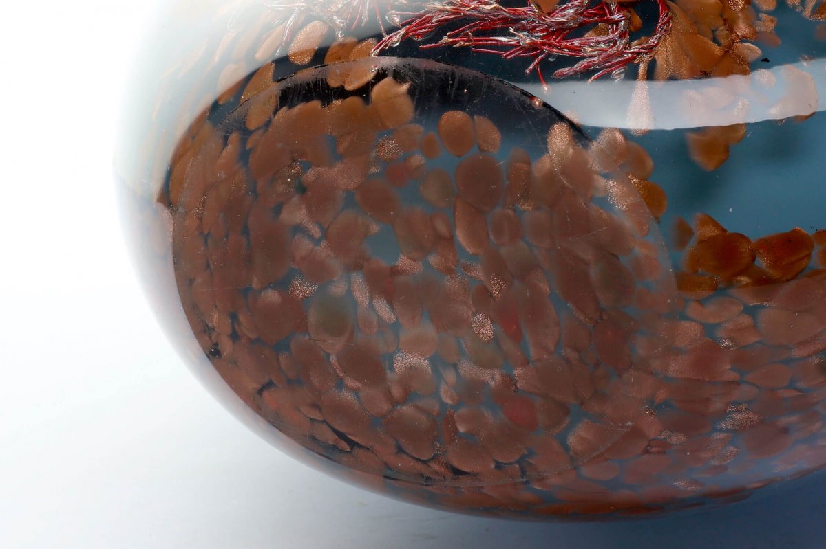 Large Murano Vase - Glass, Copper And Aventurine Wires - 48 Cm-photo-3