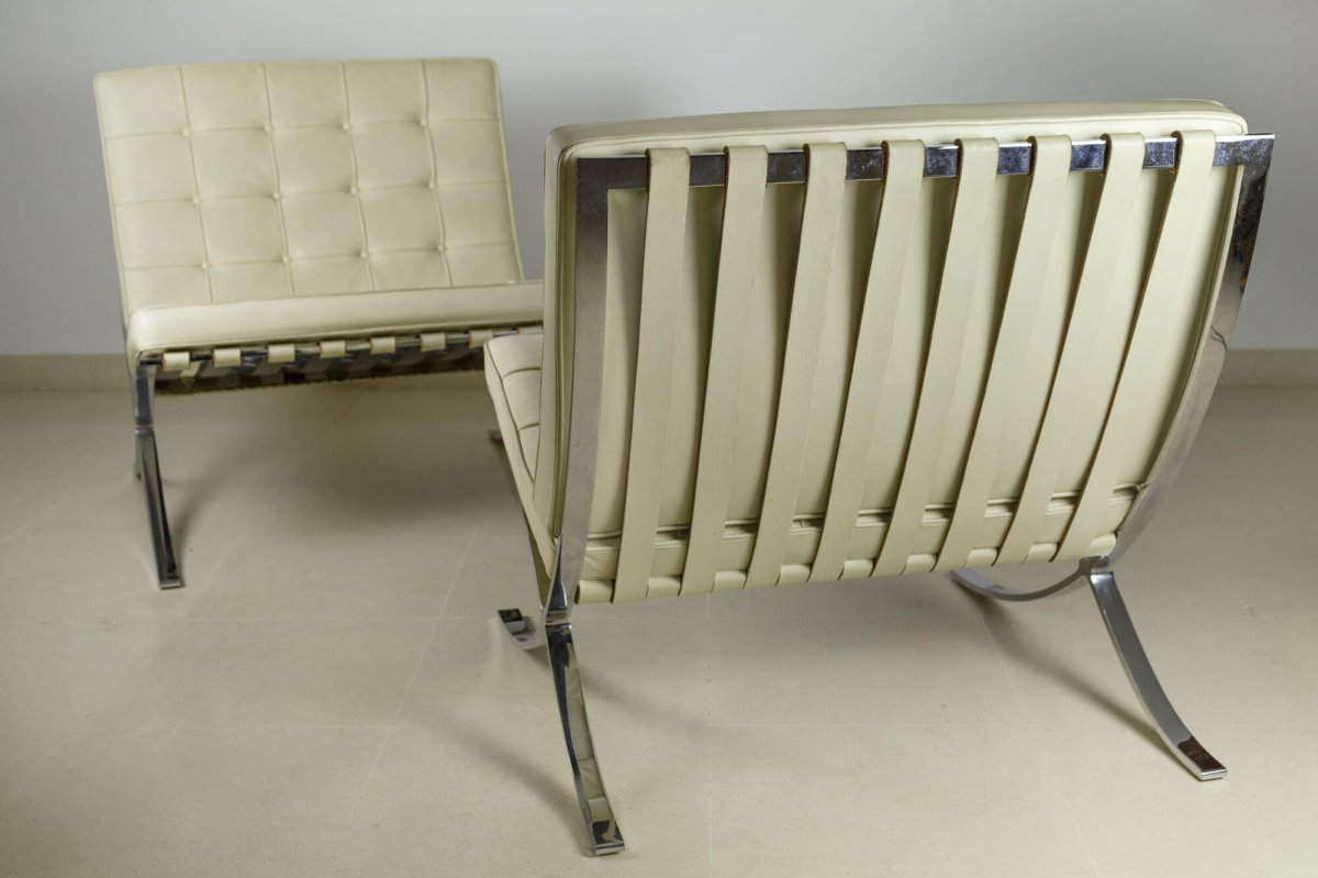 Paire de Fauteuils MR90 - BARCELONA par Ludwig Mies Van Der Rohe - Edition Knoll-photo-1
