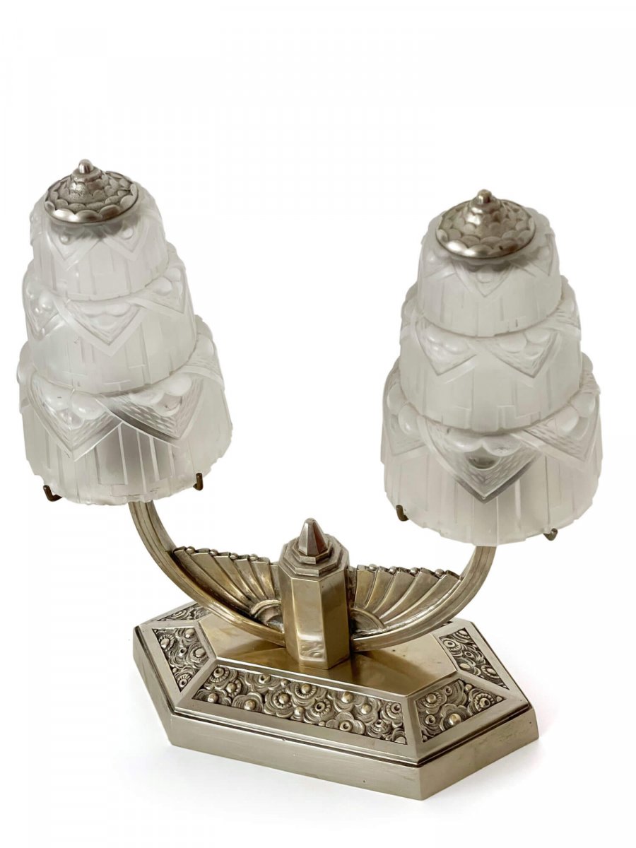 Lampe De Table Art Deco - Double Fontaines-photo-2