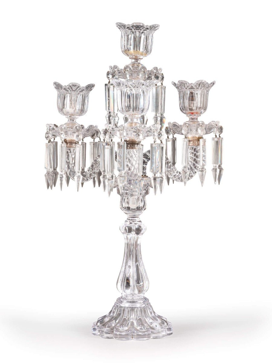 Grand Chandelier En Cristal à 4 Bras De Lumière - Baccarat - 55,5 cm