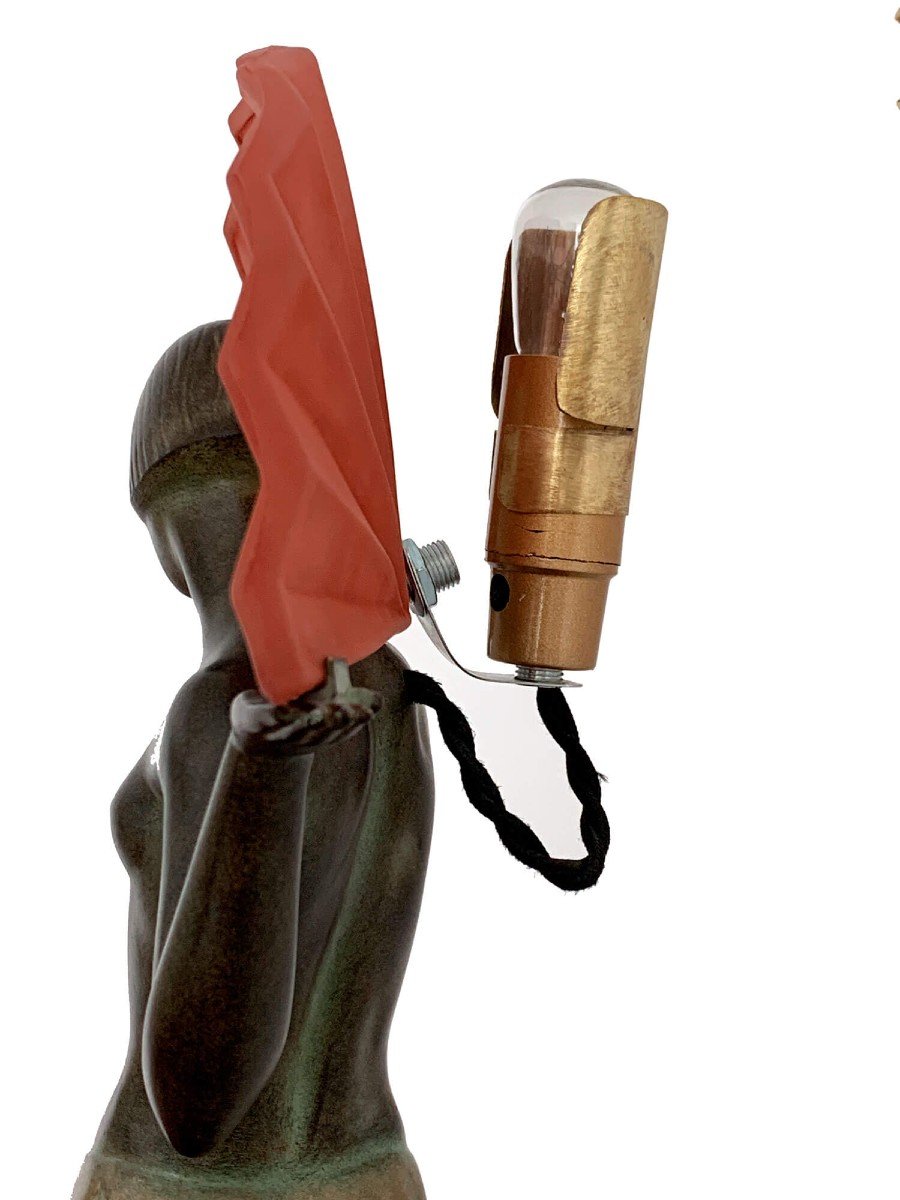 Espana Lamp Sculpture By Max Le Verrier - Signed Guerbe (1894-1995)-photo-4