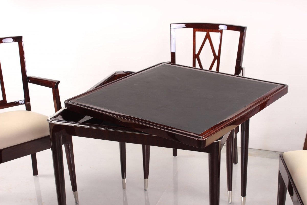 Game Table And Its 4 Armchairs - De Coene - Circa 1940-photo-1