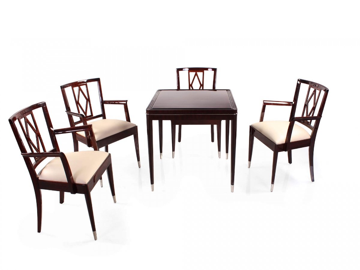 Game Table And Its 4 Armchairs - De Coene - Circa 1940