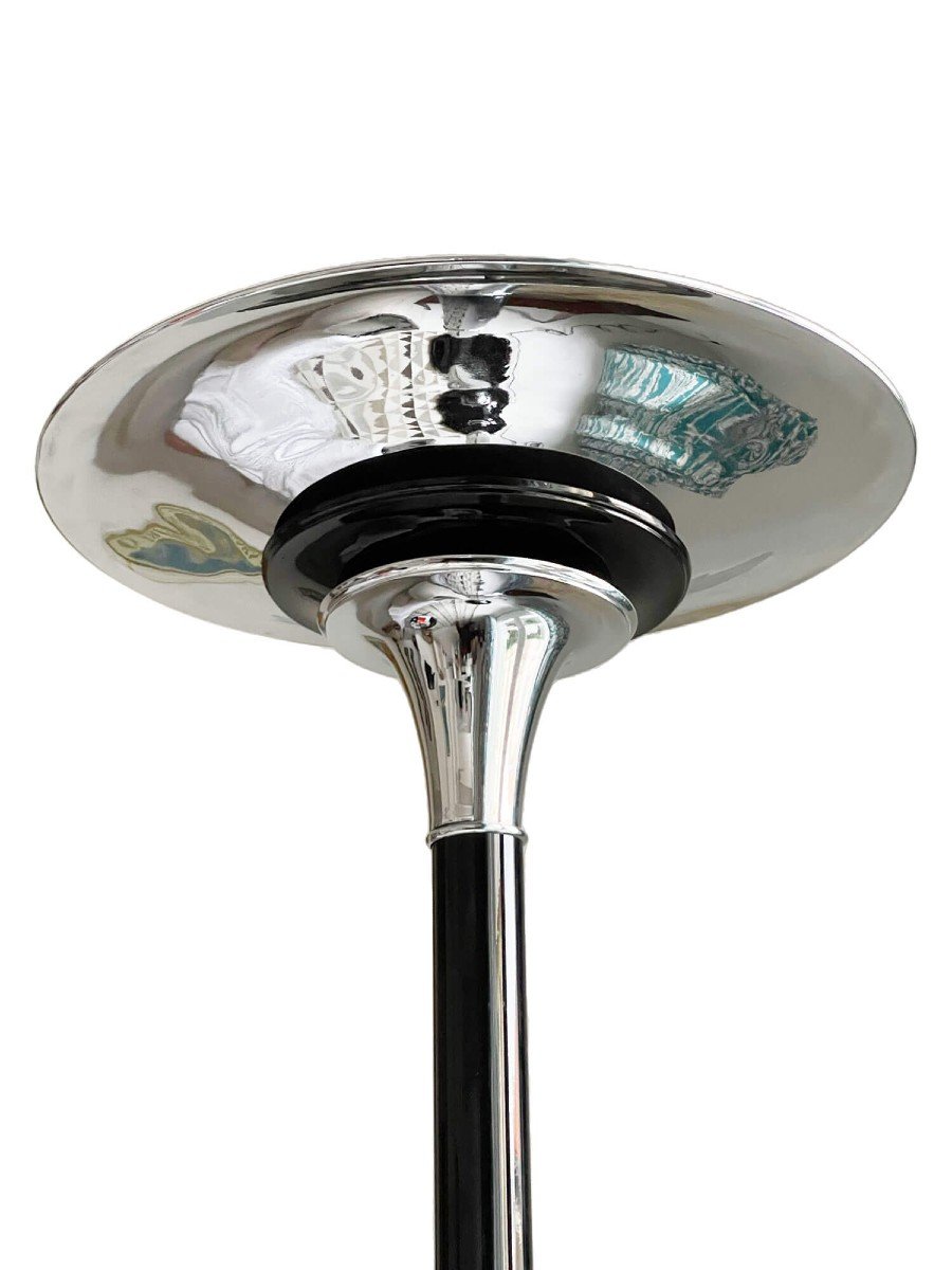 Art Deco Floor Lamp - Chrome And Black Lacquer-photo-2