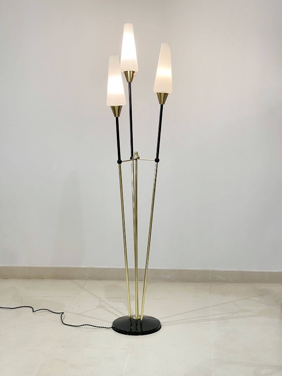 Design Floor Lamp With 3 Opalines - Lunel-photo-2