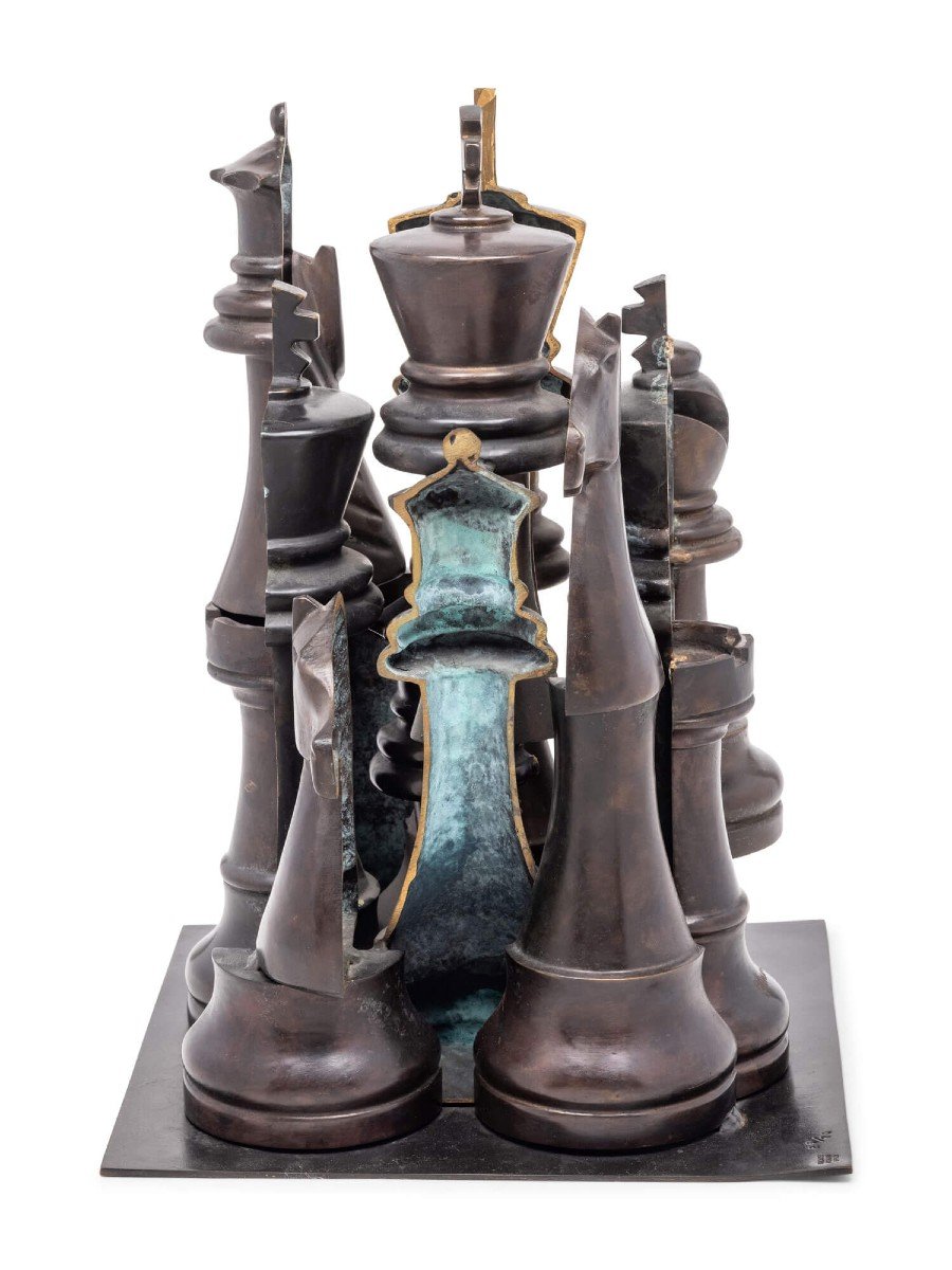 Gambit, Le Grand Jeu d'échecs - Arman - Sculpture Bronze-photo-2