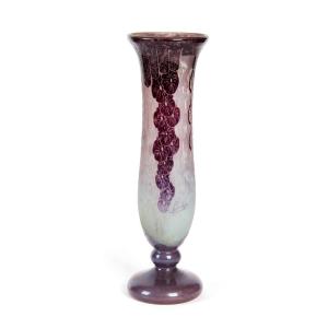 Glycines Vase With Piedouche - French Glass - Circa 1925