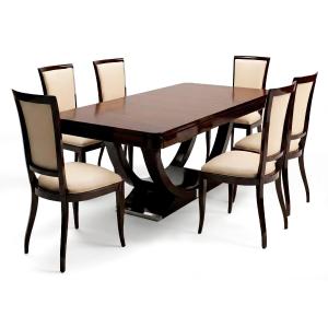 Table de salon Art Déco avec 6 chaises - circa 1930