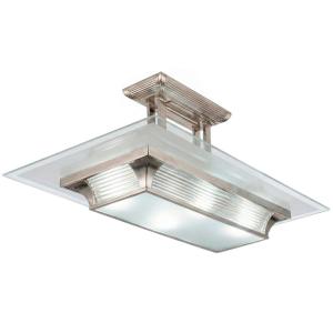 Lustre Art Déco rectangulaire à baguettes de verre massif, signé Henri Petitot, vers 1930