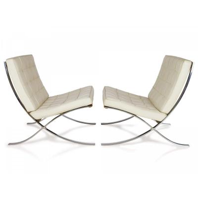 Pair Of Mr90 Armchairs - Barcelona By Ludwig Mies Van Der Rohe - Knoll Edition
