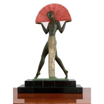 Sculpture Lampe Espana Par Max Le Verrier - SignÉe Guerbe (1894-1995)
