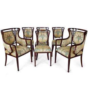 Art Nouveau Living Room - 4 Chairs And 2 Armchairs - Majorelle