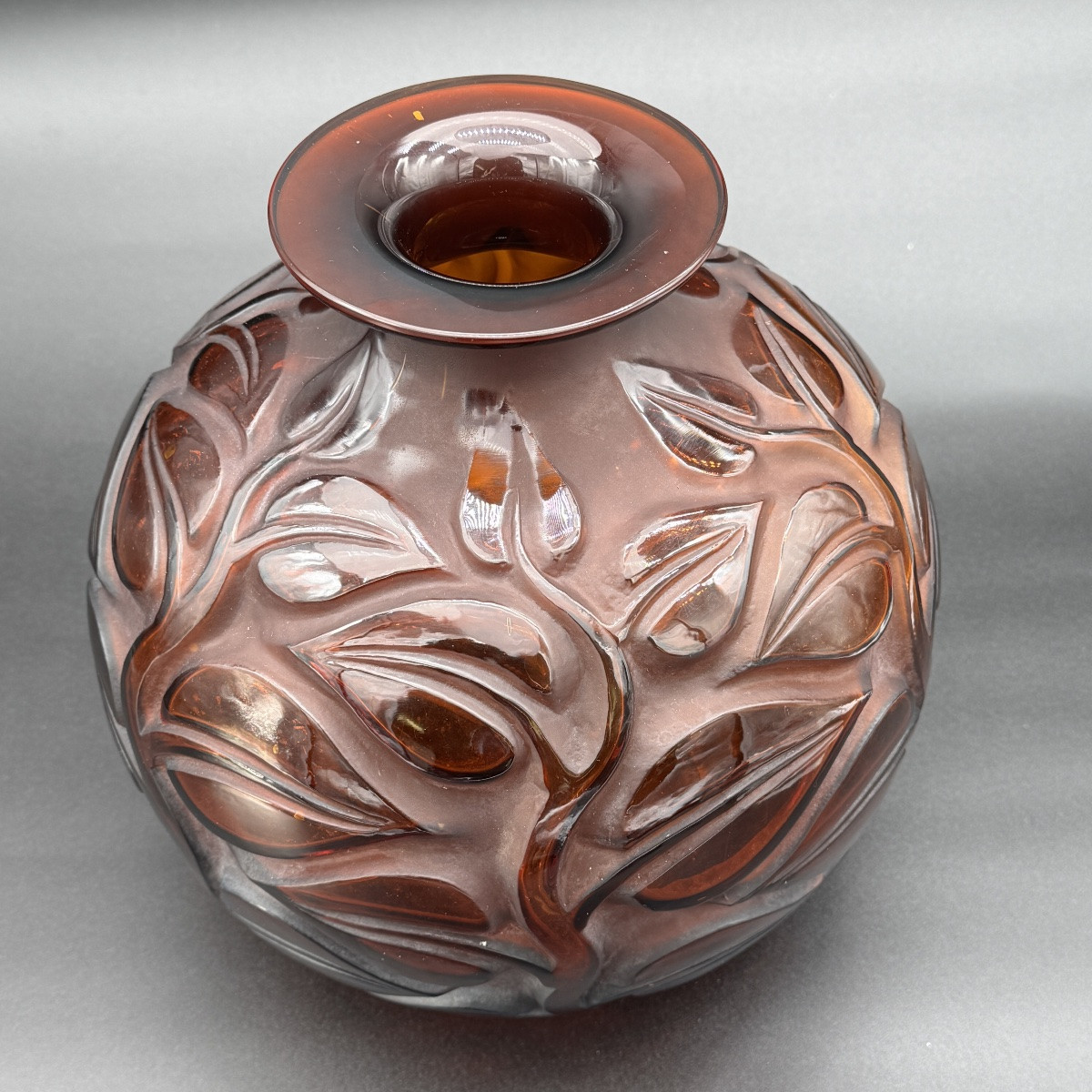 A Sophora Vase By R. Lalique In Amber-colored Glass.-photo-2