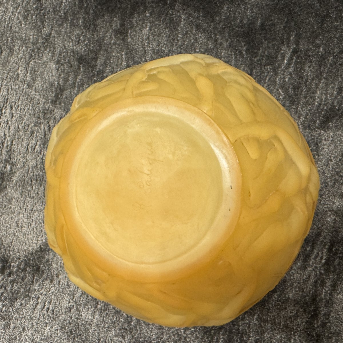 Vase Archer de R.lalique en verre orange.-photo-4