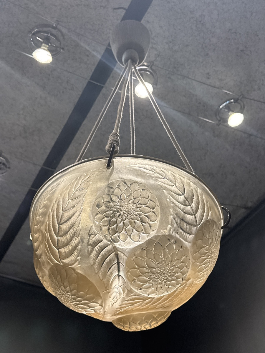A Dahlias Ceiling Light By R.lalique-photo-1