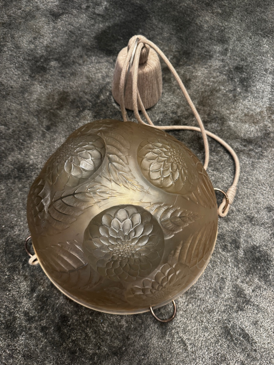 A Dahlias Ceiling Light By R.lalique