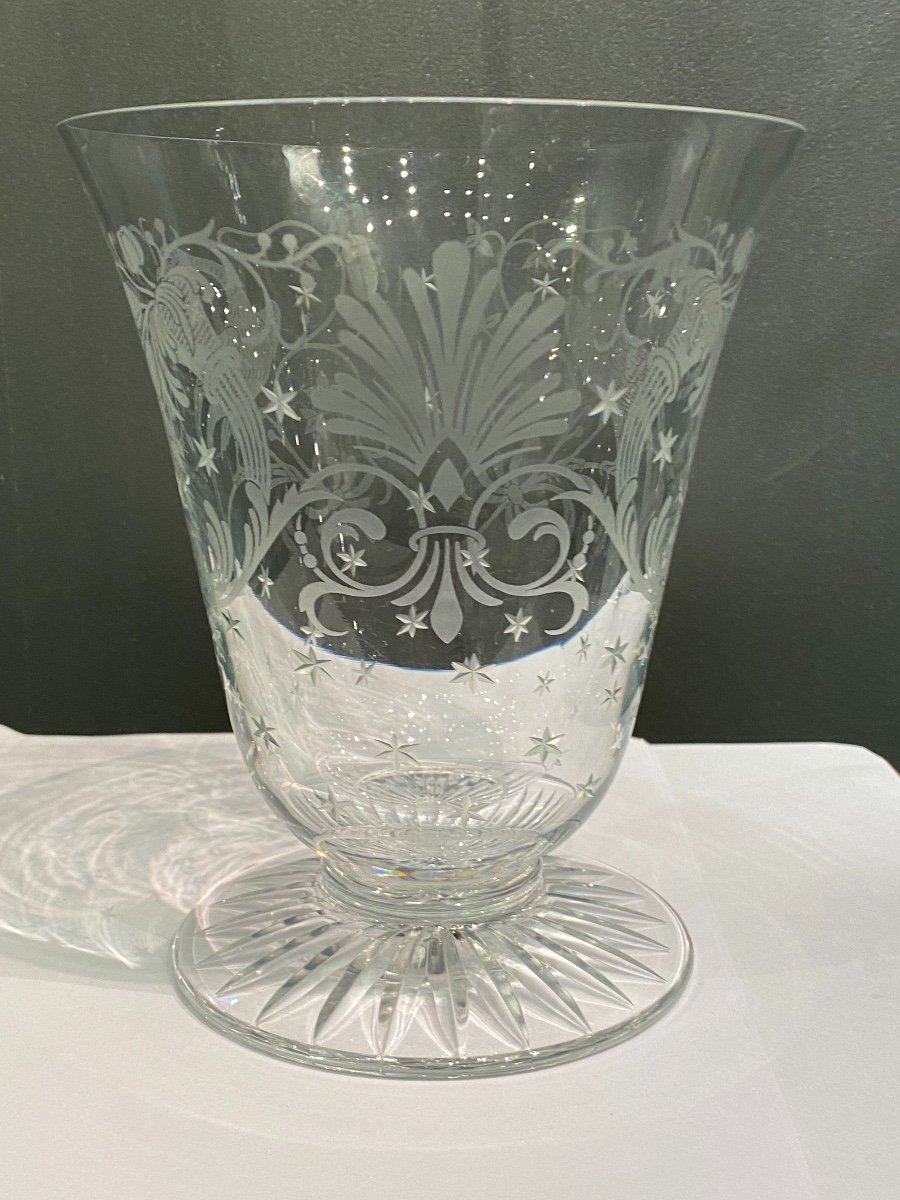Baccarat Art Deco Vase Decorated With Chimeras And Stars.-photo-2