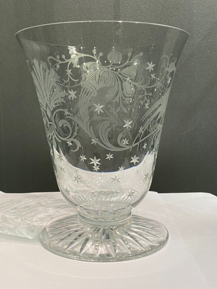 Baccarat Art Deco Vase Decorated With Chimeras And Stars.-photo-3