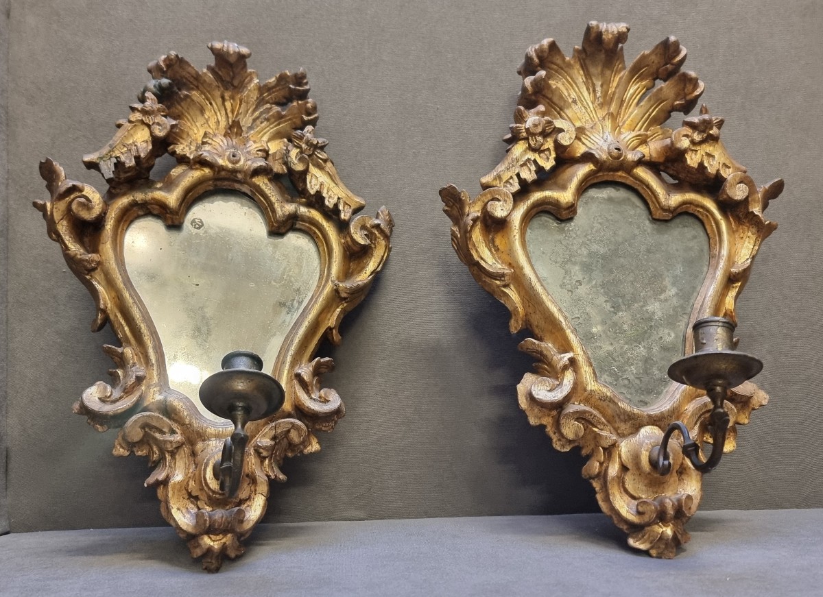 Pair Of Neapolitan Mrrors - Mid-18th Century (louis XV)