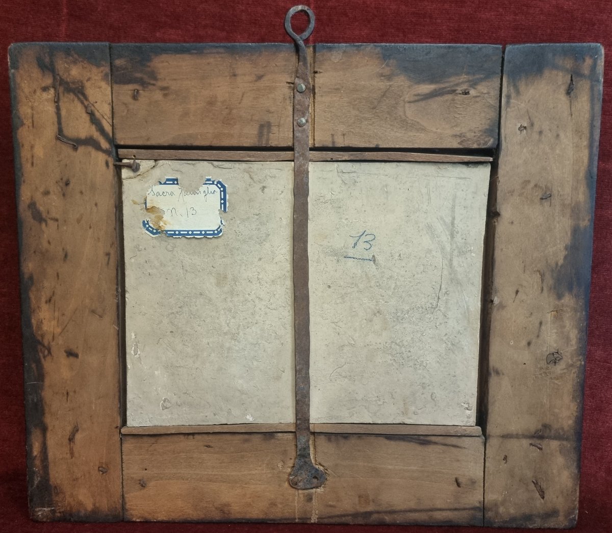 CARRELAGE PEINT DU XVIII SIECLE - CASTELLI - SAINTE FAMILLE -photo-3