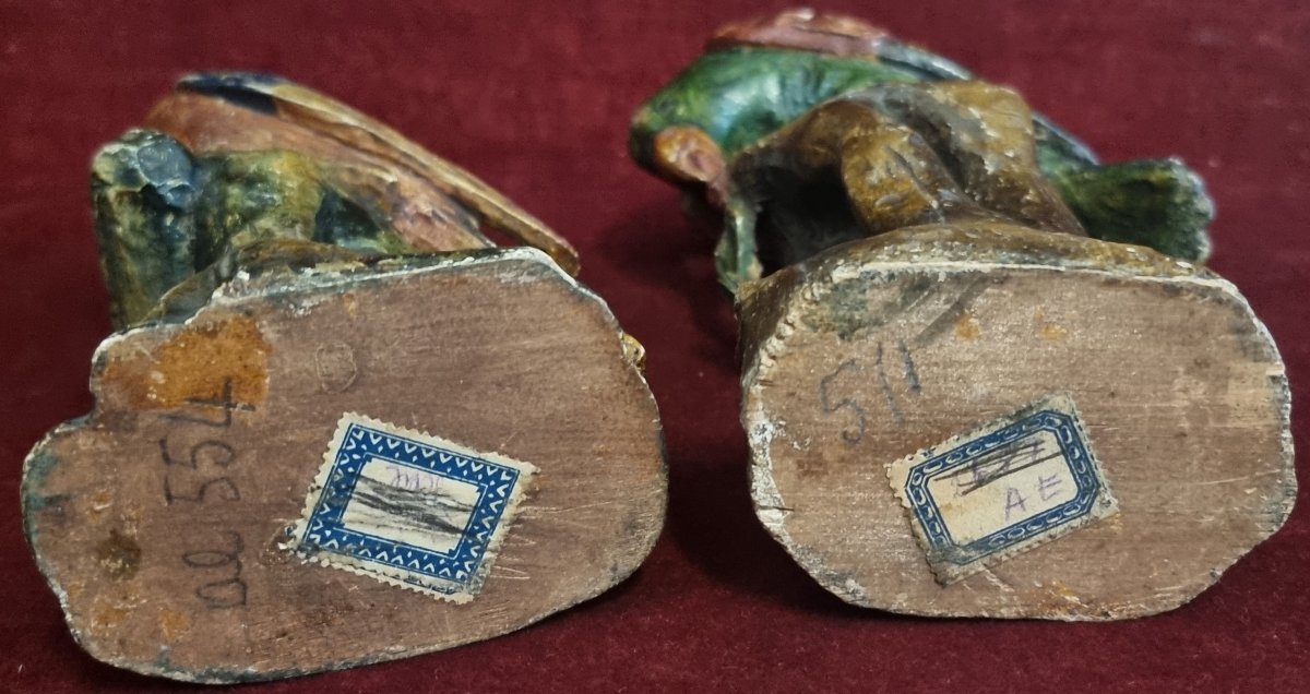 PAIRE DE PERROQUETS EN BOIS SCULPTE ET LAQUE - VENISE XVIII SIECLE-photo-5