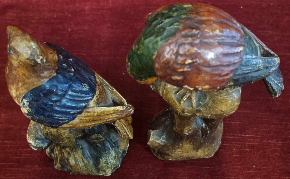 PAIRE DE PERROQUETS EN BOIS SCULPTE ET LAQUE - VENISE XVIII SIECLE-photo-6