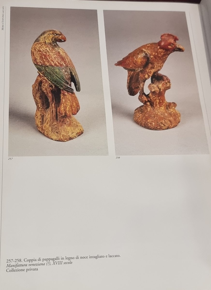 PAIRE DE PERROQUETS EN BOIS SCULPTE ET LAQUE - VENISE XVIII SIECLE-photo-7