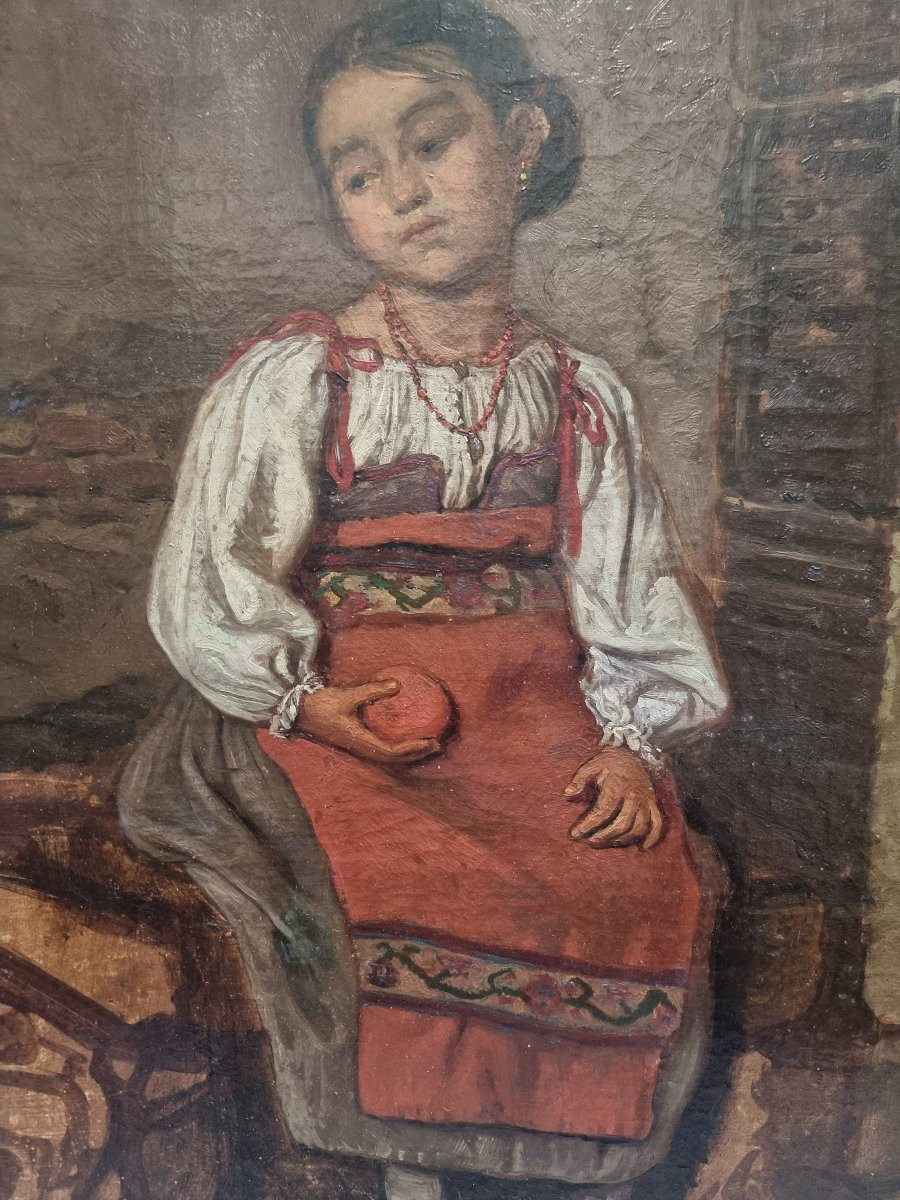 PEINTURE HUILE SUR TOILE - JEUNE FILLE ROMAINE -  Georg von Rosen (1843-1923)-photo-4