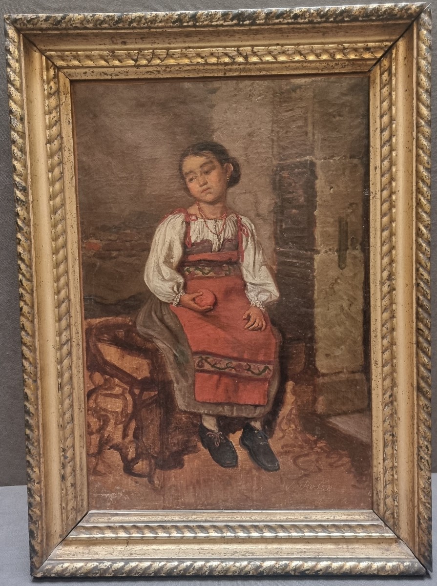 PEINTURE HUILE SUR TOILE - JEUNE FILLE ROMAINE -  Georg von Rosen (1843-1923)